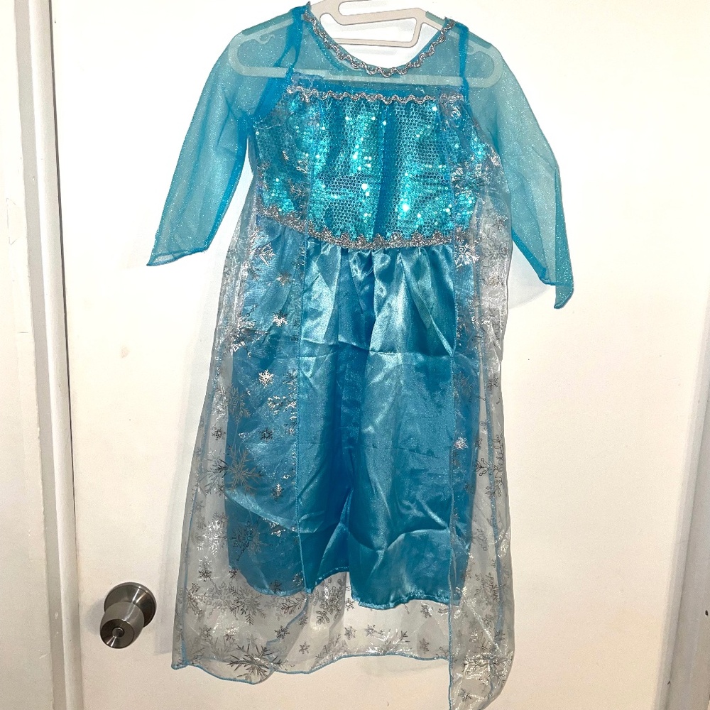 Frozen Princess Elsa Dress Blue Snowflake Costume For Girls Size 100 2-3 Years